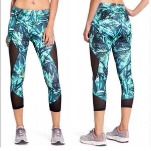 Athleta Napali Mesh Sonar Capri Leggings Floral Tropical Women's Small